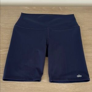 ALO Yoga Blue Bike Shorts with Elastic Waistband